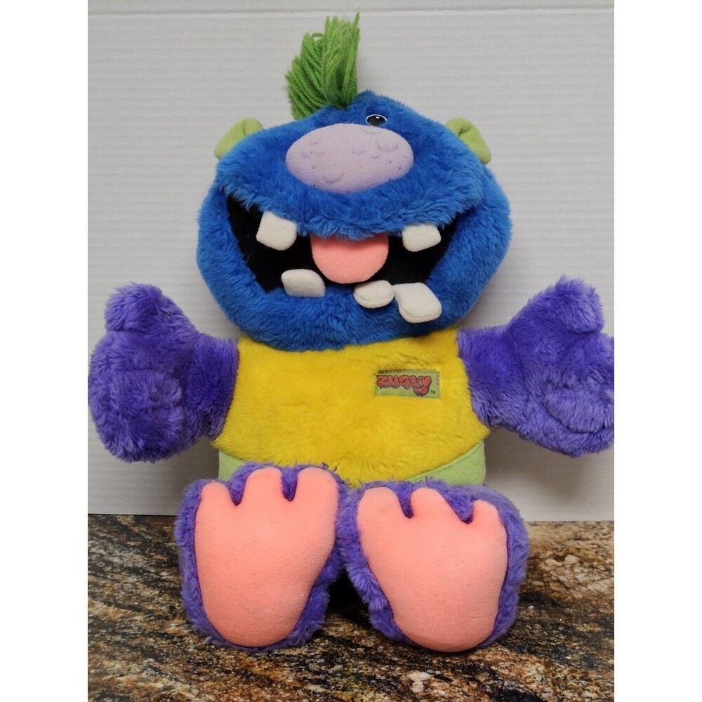 Vtg 1986 Zugly Hug A My Pet Monster Plush Marchon Toy Stuffed Animal Purple